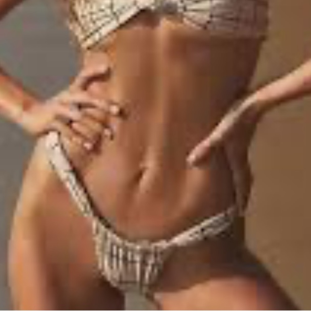 Stone fox plaid Bikini Set top is large and bottom is XL
